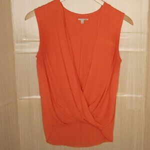 Halogen Womens Orange Open Front Faux Wrap Sleeveless Top Small